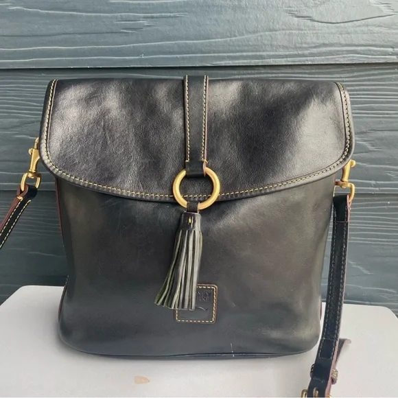 Dooney Bourke Black Florentine Crossbody Messenger Satchel - Picture 2 of 9